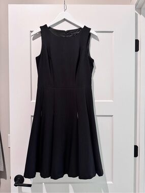 White House Black Market Black Sleeveless Flared Midi Dress